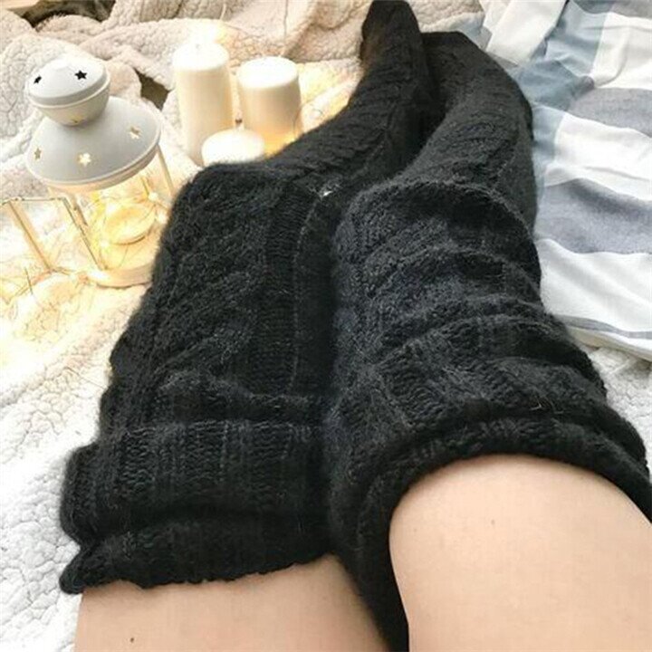 Winter Warm Over Knee Extra Long Knitted Socks