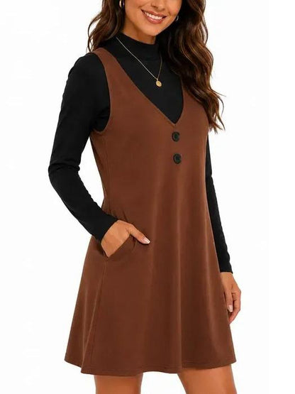 Women 's V Neck Sleeveless A Line Dress Set