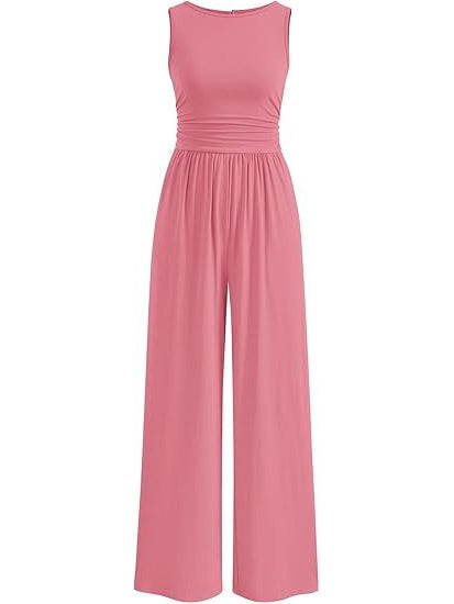 Women's Crewneck Sleeveless Casual Jumpsuit