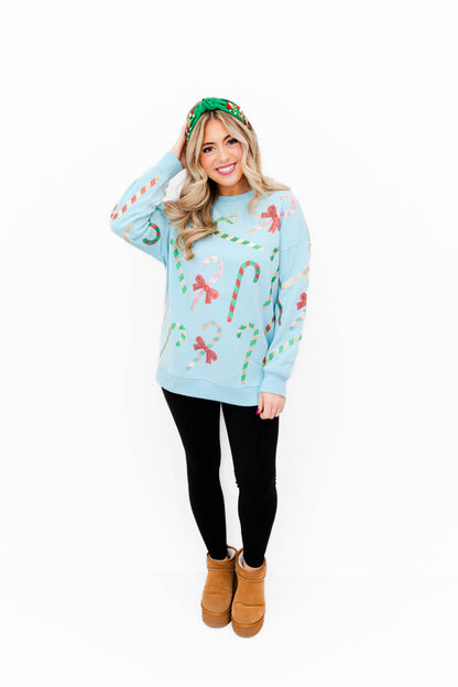 Candy Cane Sparkle Sweatshirt