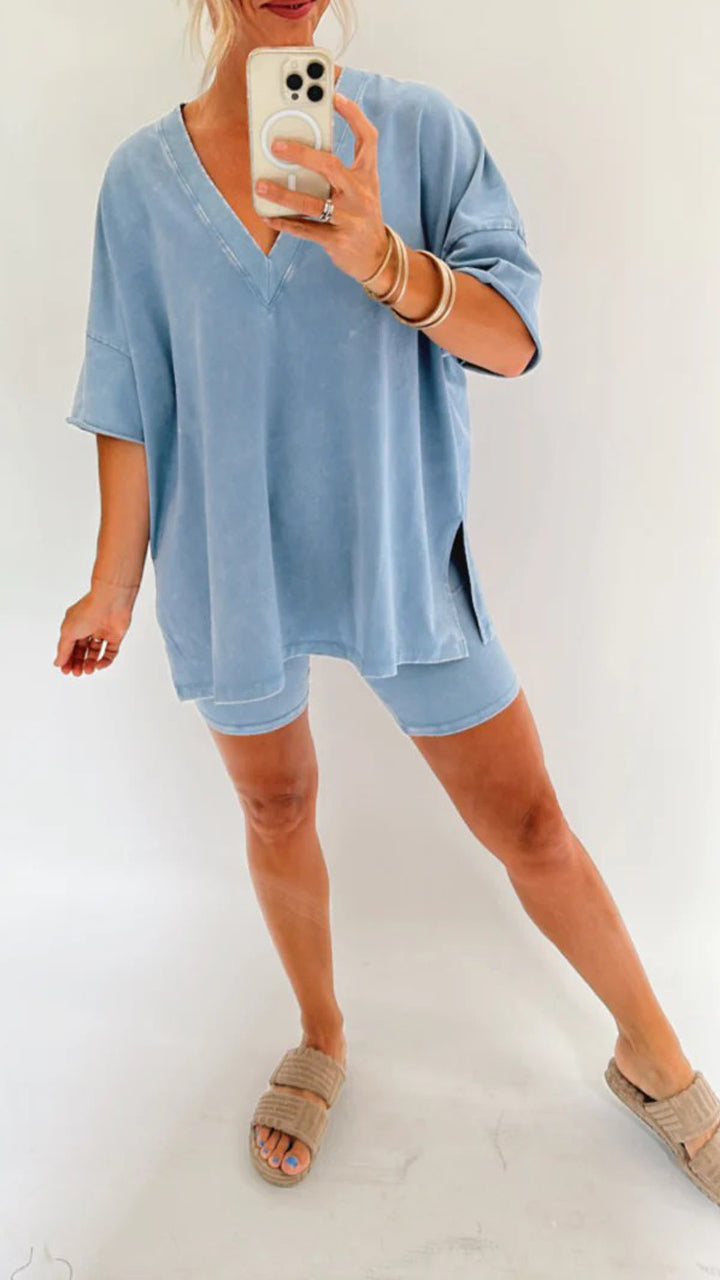 New Women's Summer Washed Set