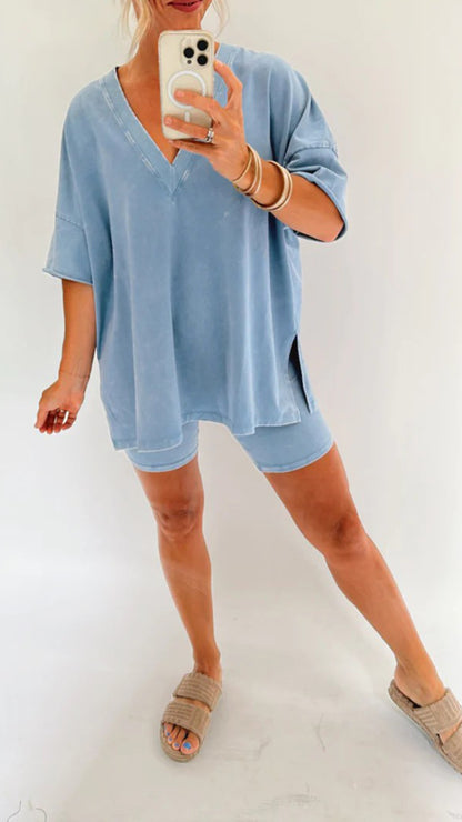 New Women's Summer Washed Set