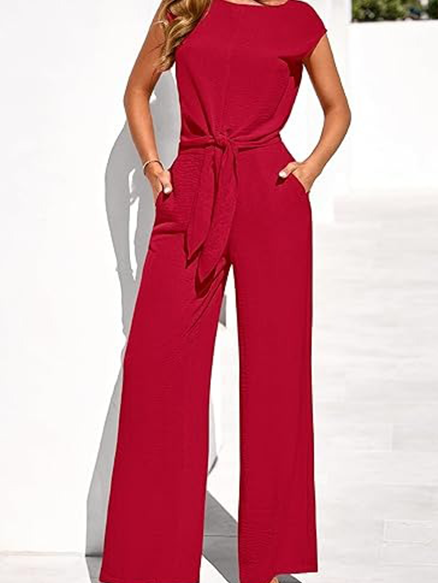 Summer Casual V-Neck Tie Waist 2 Piece Outfit
