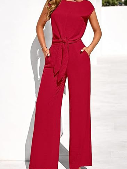Summer Casual V-Neck Tie Waist 2 Piece Outfit