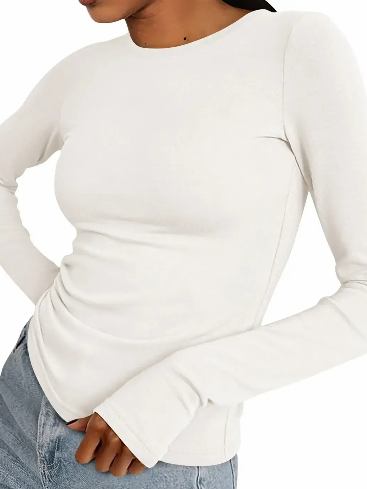 Women’s Stretchy Basic Long‑Sleeve Blouse