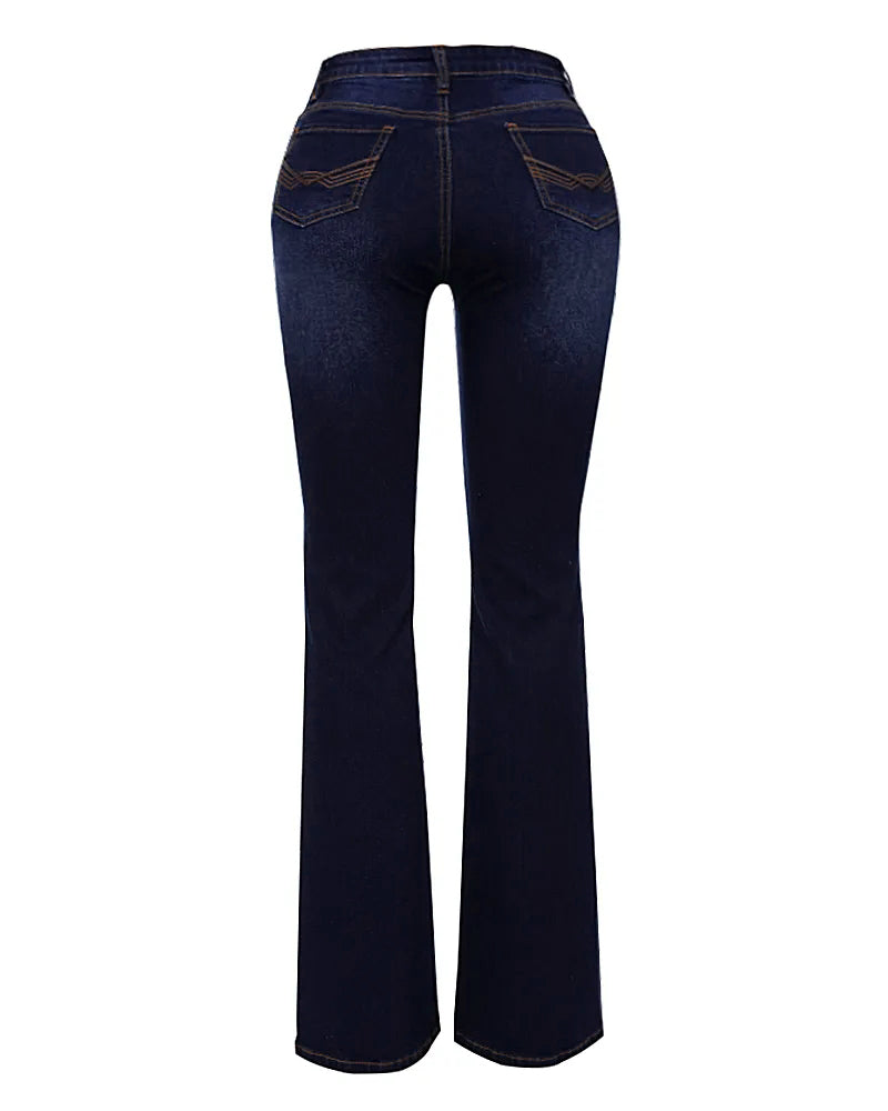 Women's Mid Waist Retro Bootcut Pants