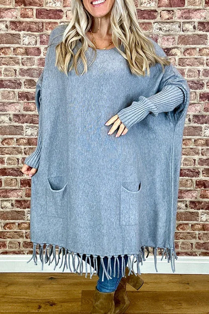 Thread Of Streamlined Large Bat Sleeve Knit Sweater
