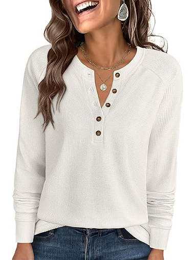 Women's Long Sleeve Waffle Knit Shirt