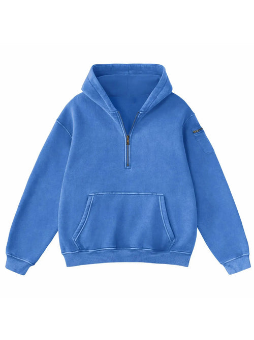 Vintage Half‑Zip Pocket Hoodie