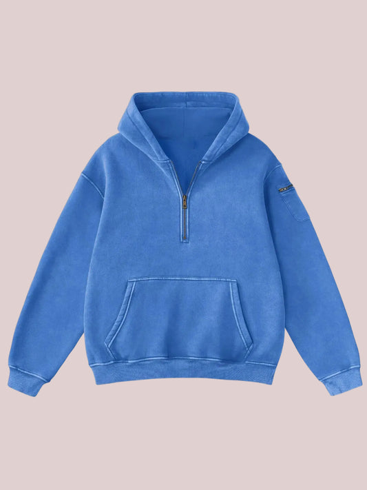 Vintage Half‑Zip Pocket Hoodie