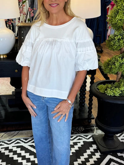 Women's Relaxed Fit Puff Sleeve Casual Top