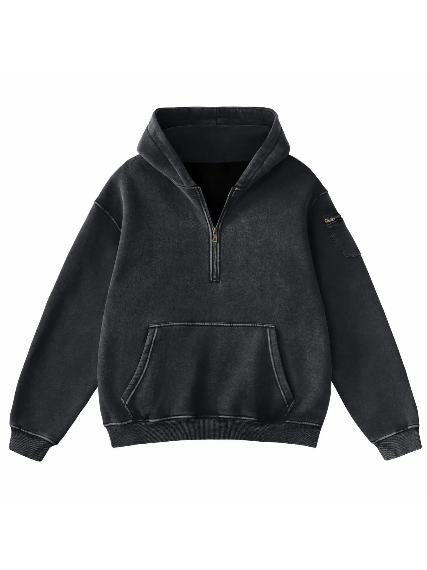 Vintage Half‑Zip Pocket Hoodie