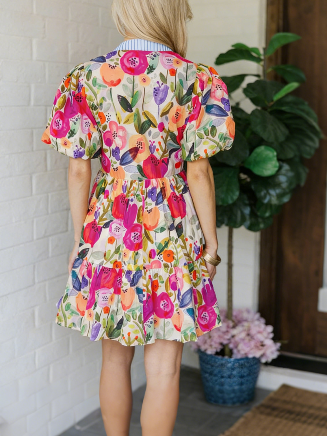 Women's Spring Summer Colorful Floral Print Dress