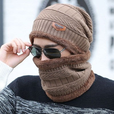 Winter Knitted Beanie Hat Scarf Set