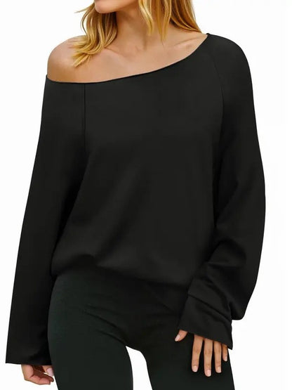 Women's Off‑Shoulder Loose Long‑Sleeve Top