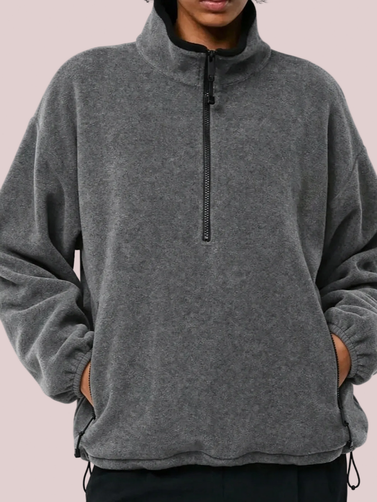 Women's Contrast Trim Stand Collar Fleece Pullover