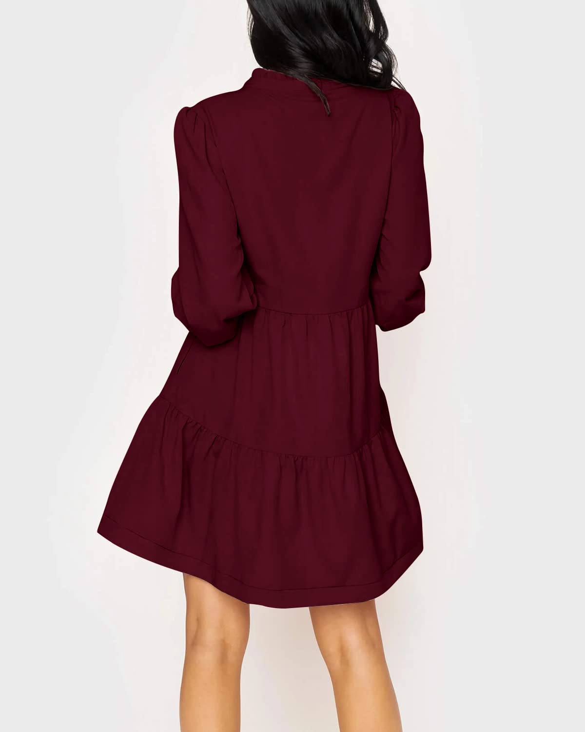 Women's V-Neck Long Sleeve Ruffle Tiered Dress