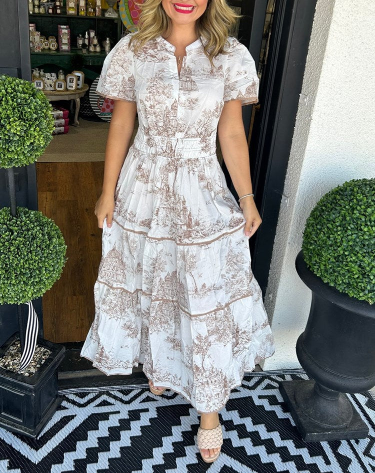 Women's Charming Toile Maxi Dress