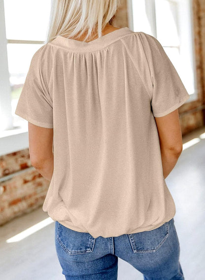Women's Soft V-Neck Basic Short Sleeve Top