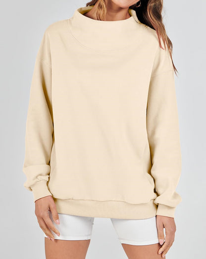 Women's Slit Mock Neck Oversized Sweatshirt