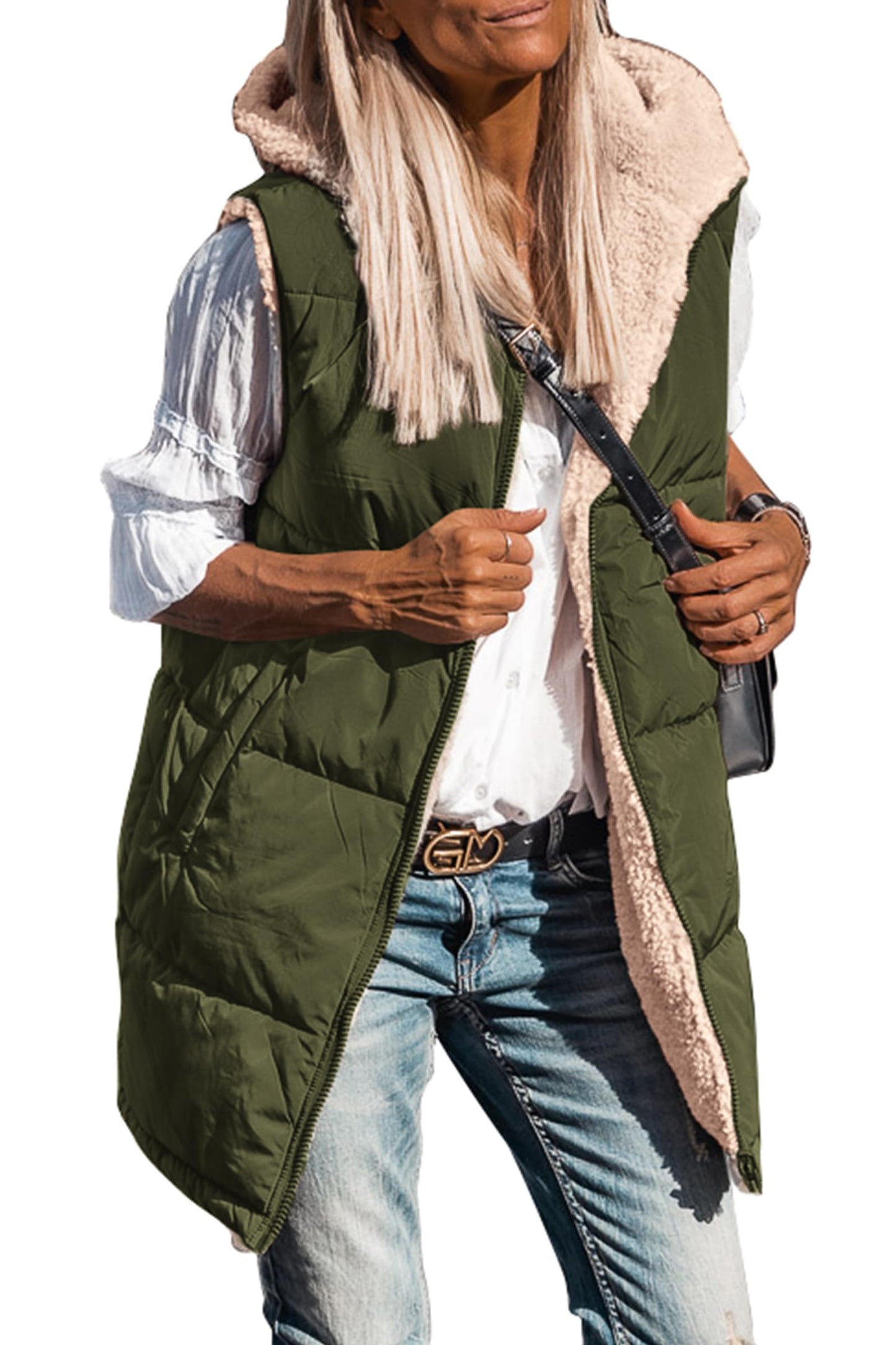 Women's Reversible Fleece Hooded Vests