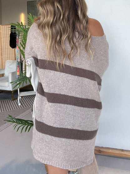 Women's Lightweight Striped Drop Shoulder Sweater Tunic