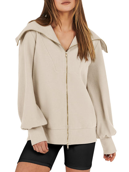 Women's Oversized Zip Up Sweatshirt