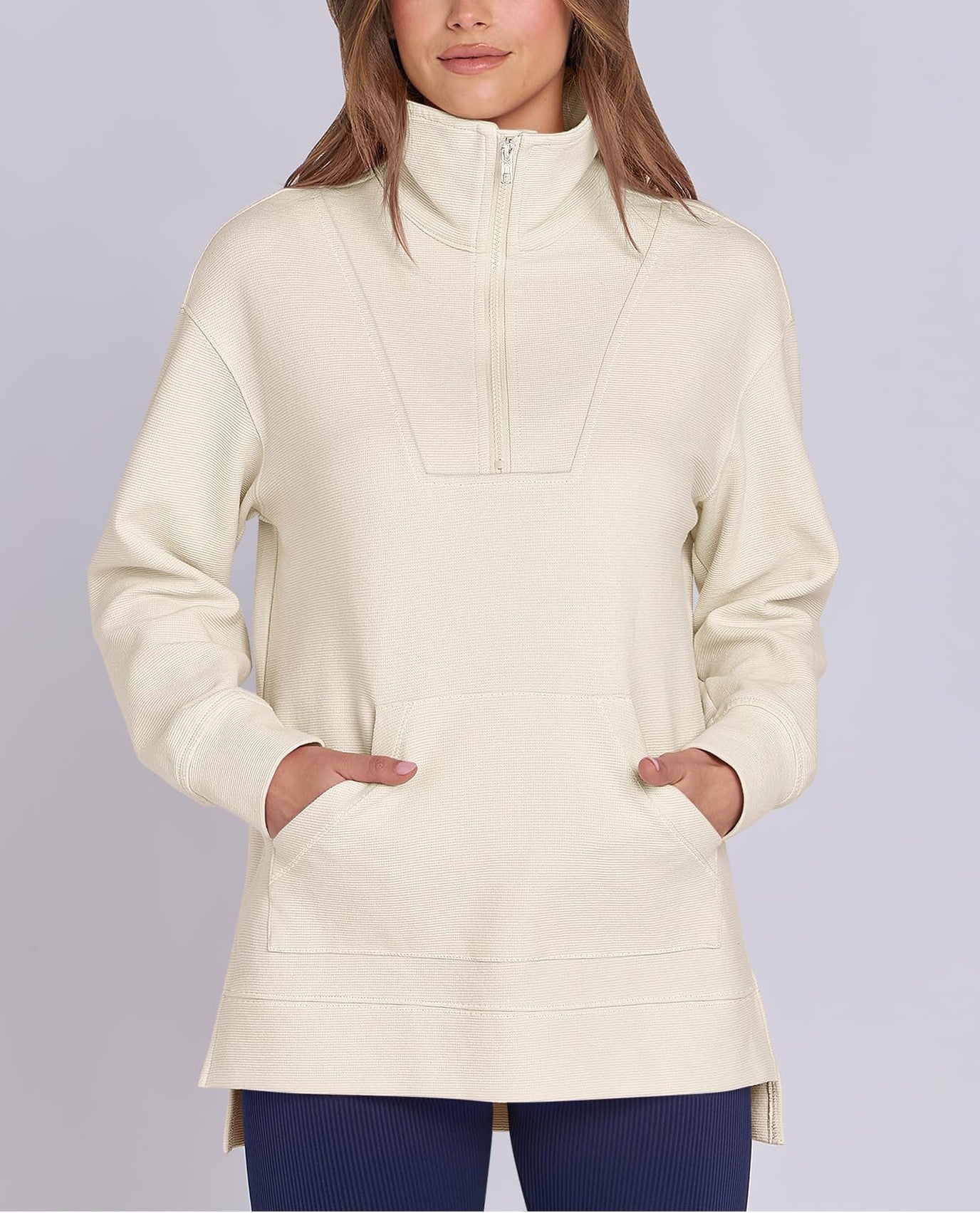 Women's Quarter Zip Oversized Knit Pullover