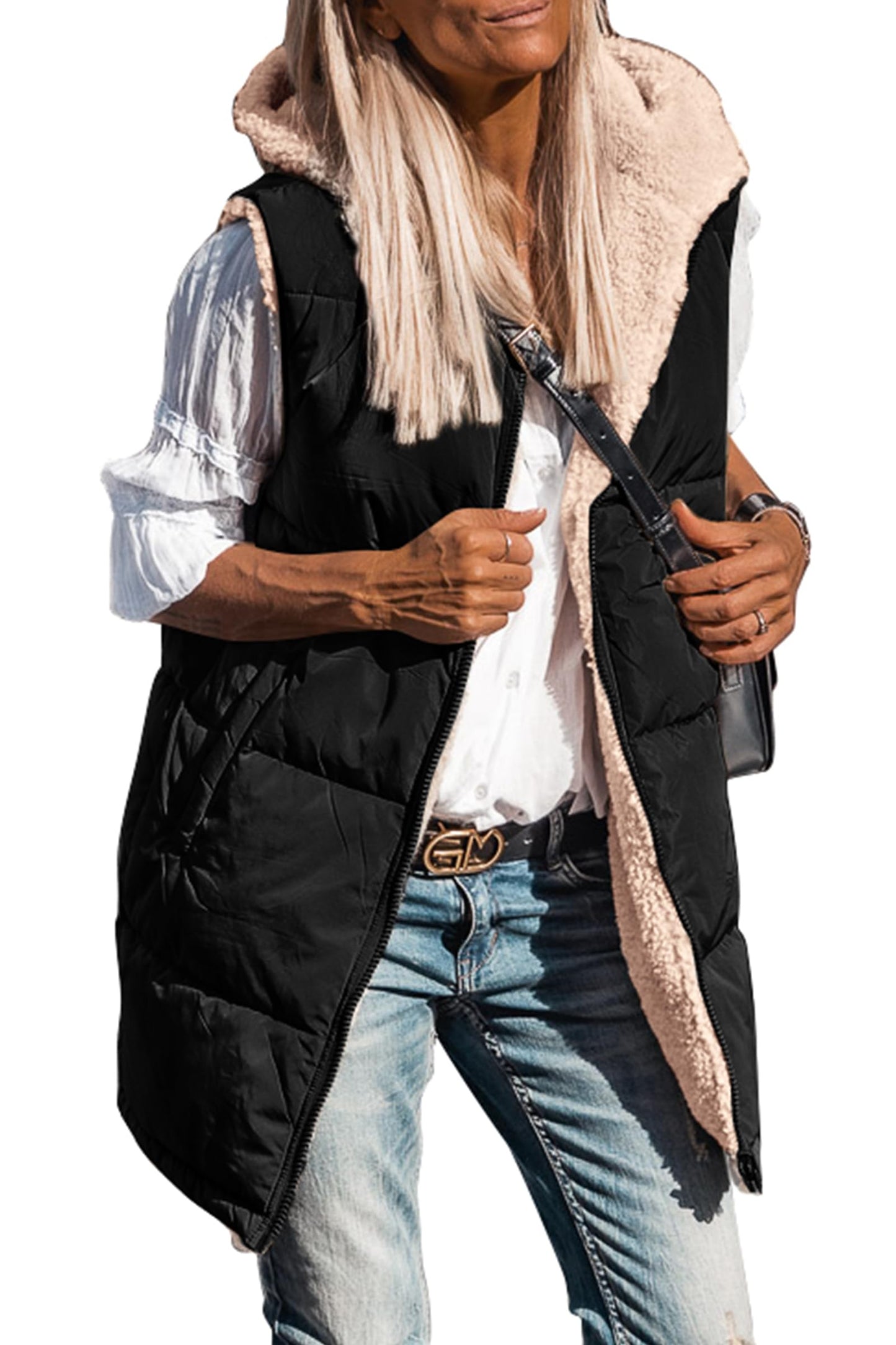 Women's Reversible Fleece Hooded Vests