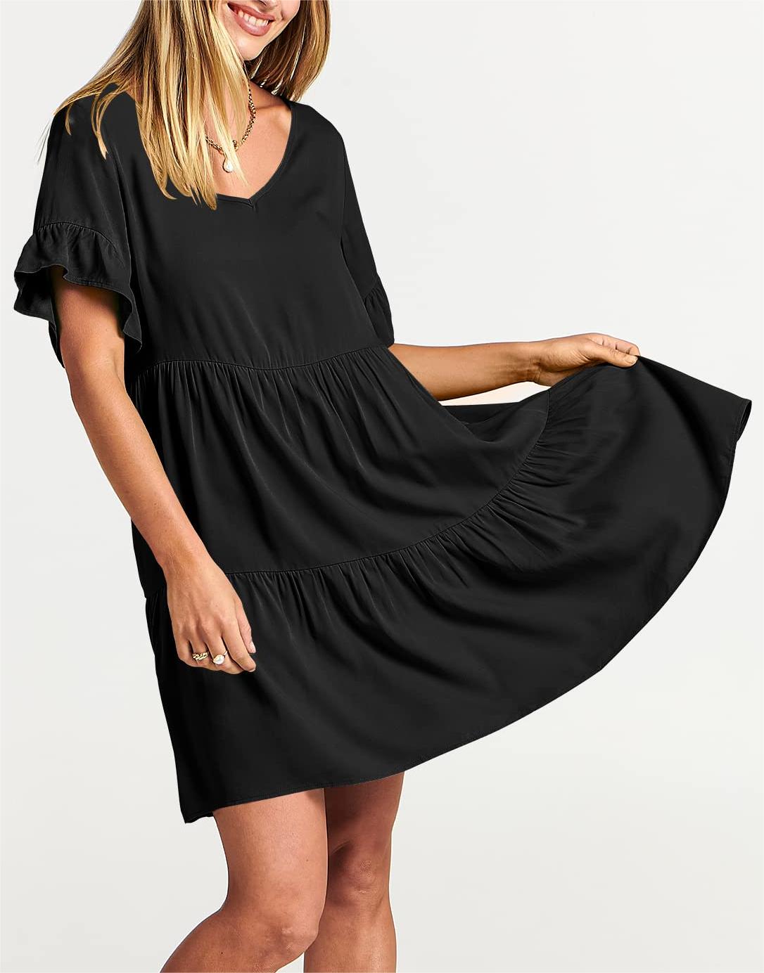 Casual Ruffle A-Line Flowy Mini Beach Dress