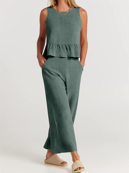 Women's Summer 2 Pieces Outfits - Lounge Set with Pockets
