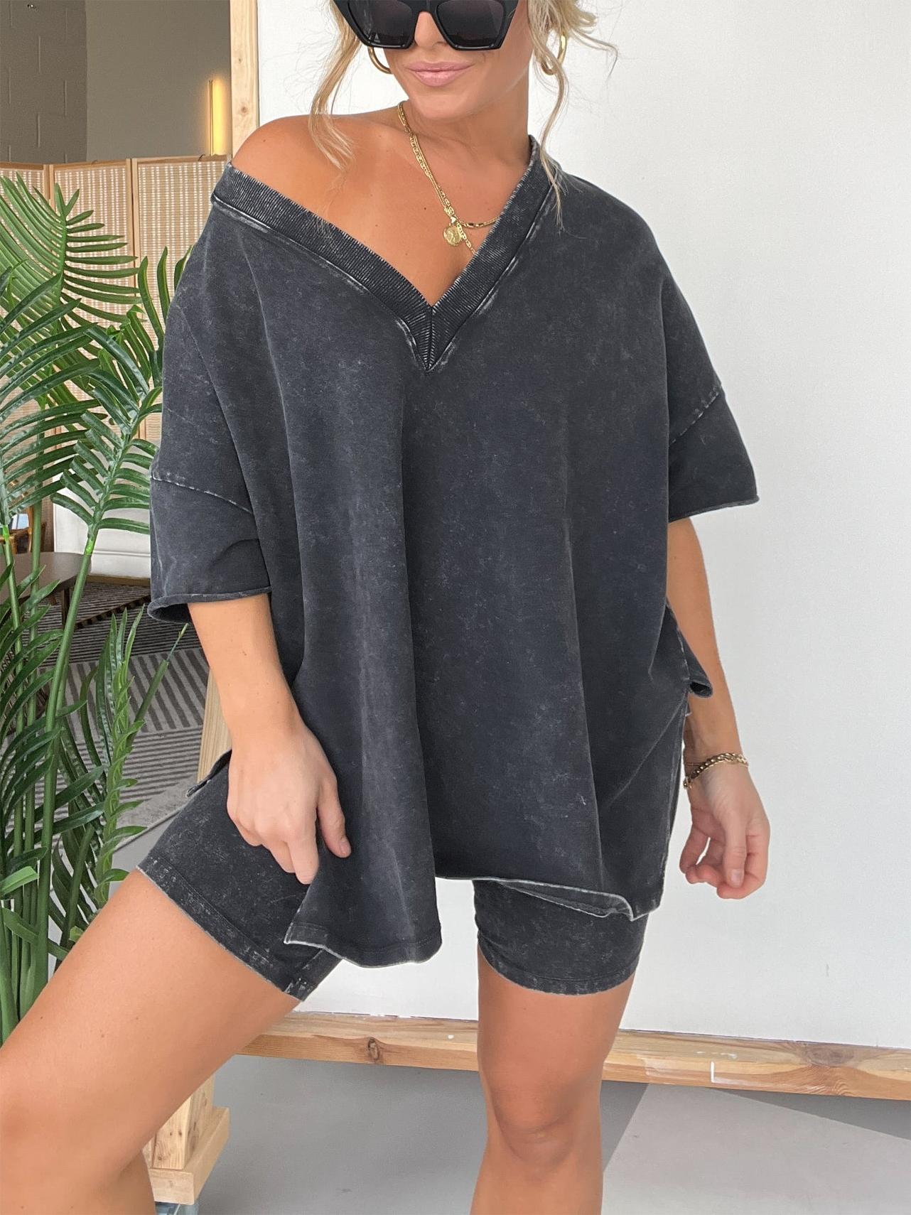 New Women's Summer Washed Set