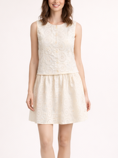 Women's Graceful Hollow-Out Sleeveless Two-Piece Dress