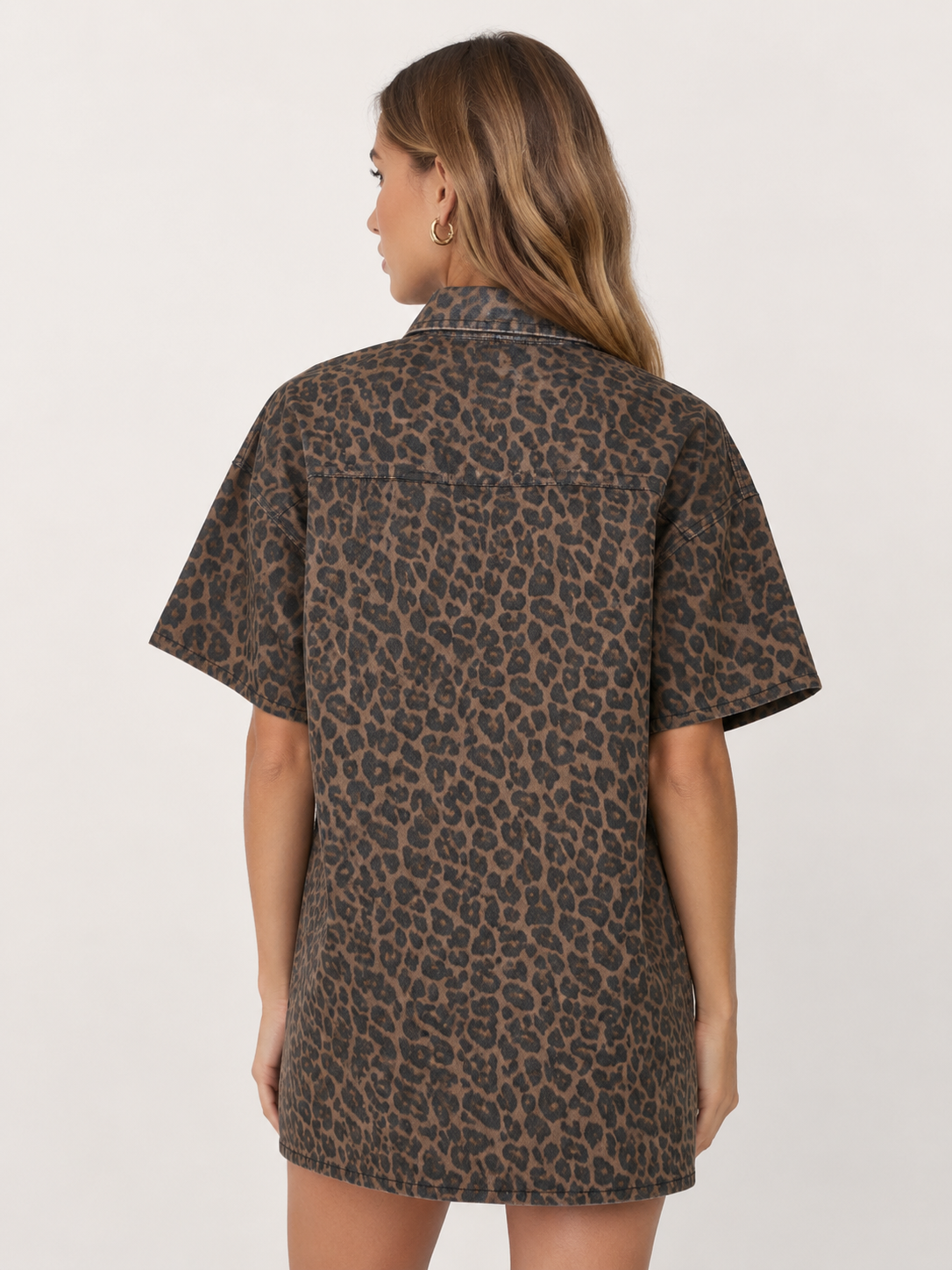 Women's Leopard Print Half-Zip Polo Dress