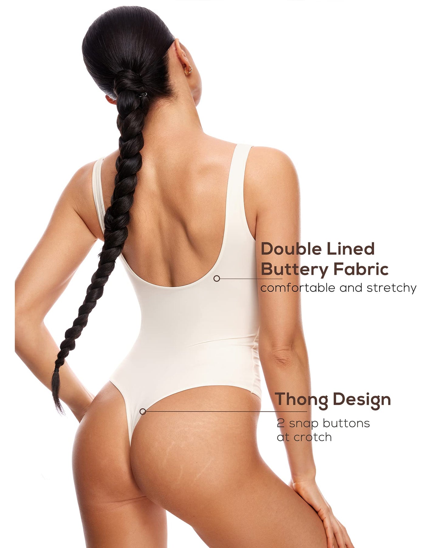 Women's Square Neck Sleeveless Thong Bodysuit