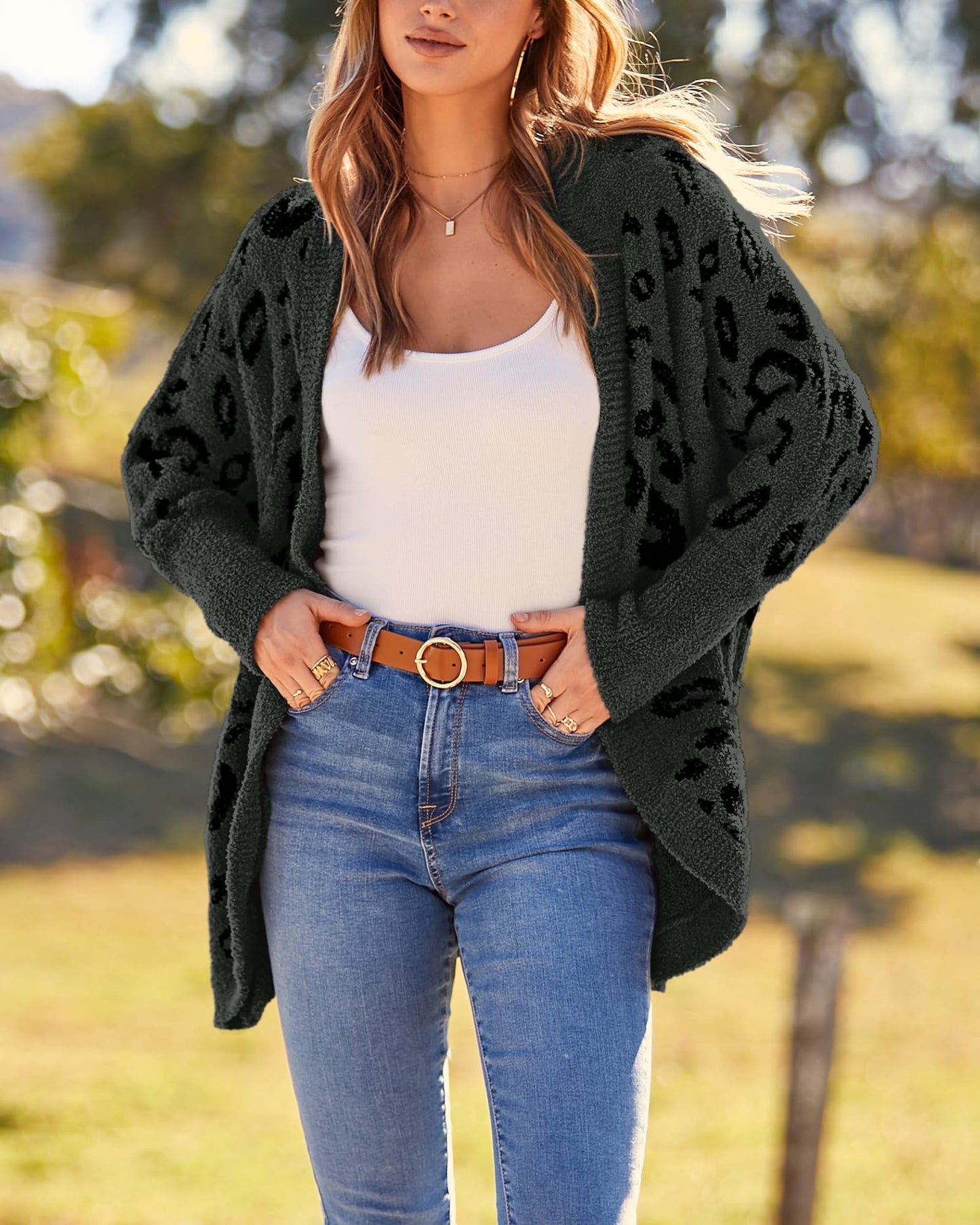 Women's Leopard Print Long Sleeve Cardigan Jacket
