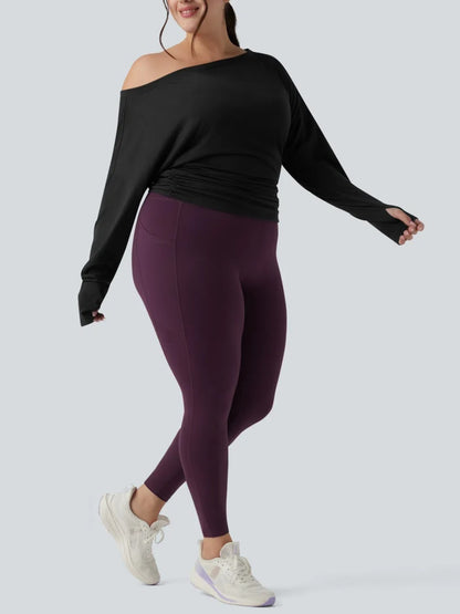 Women's One Shoulder Thumb Hole Yoga Sports Top