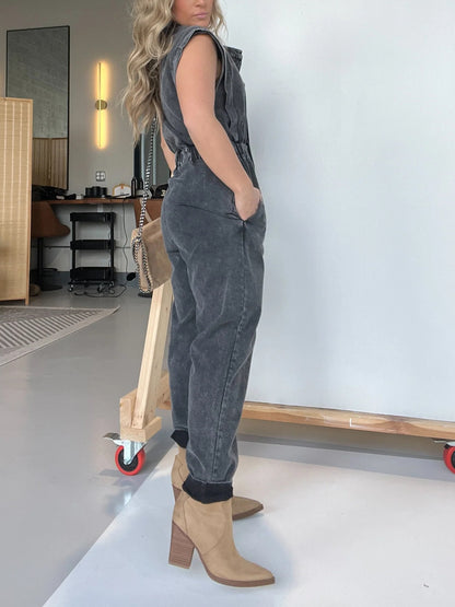 Lightweight Jumpsuit with Cinched Waist and Pockets