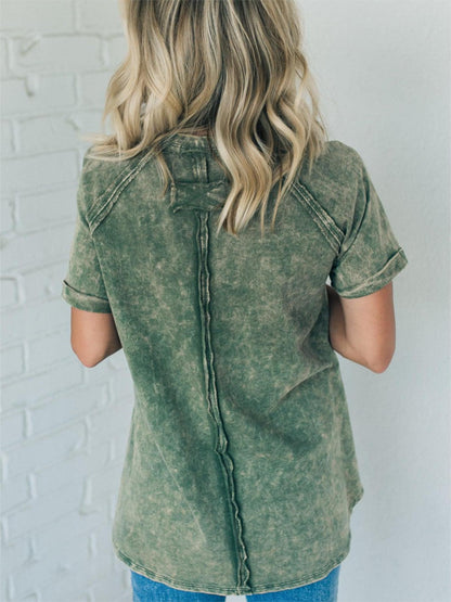 Women's French Terry Acid Wash Top