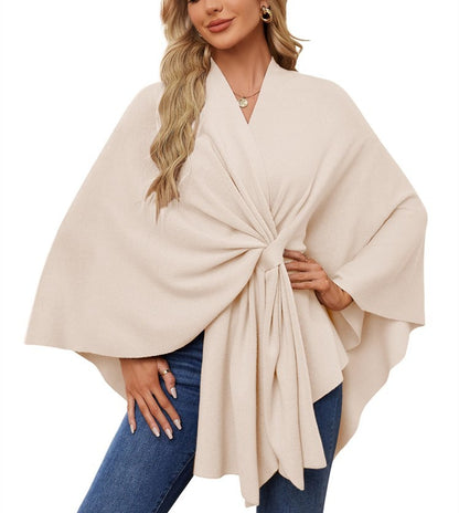 Women's Shawl Wraps Soft Open Front Poncho Sweater