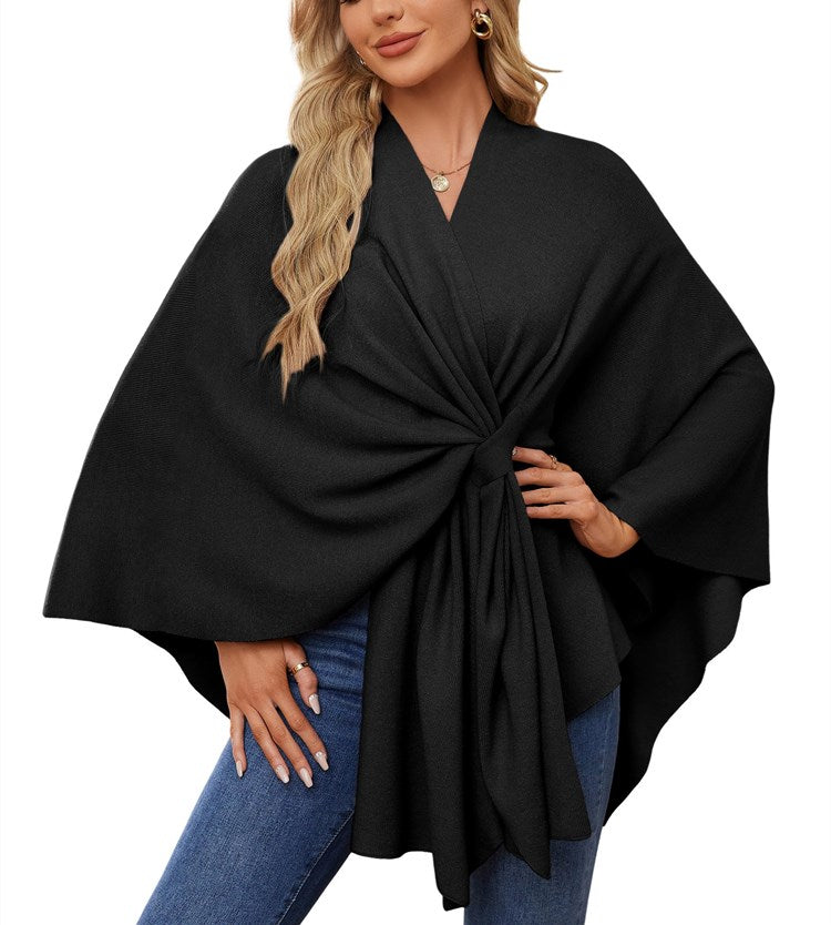 Women's Shawl Wraps Soft Open Front Poncho Sweater