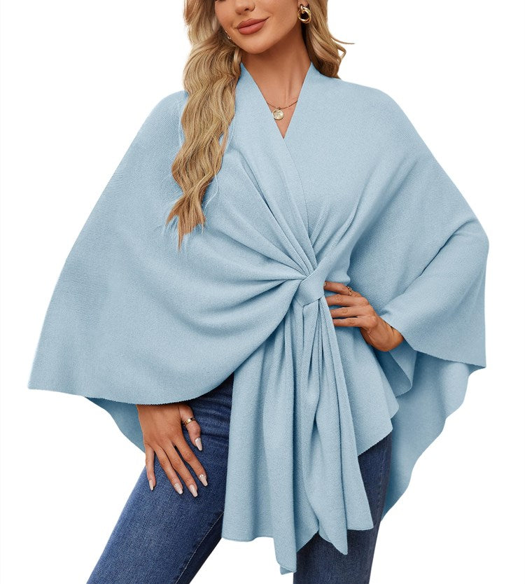 Women's Shawl Wraps Soft Open Front Poncho Sweater
