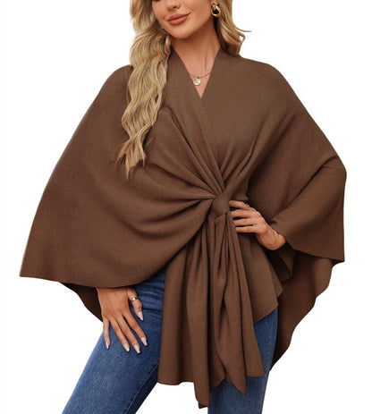Women's Shawl Wraps Soft Open Front Poncho Sweater