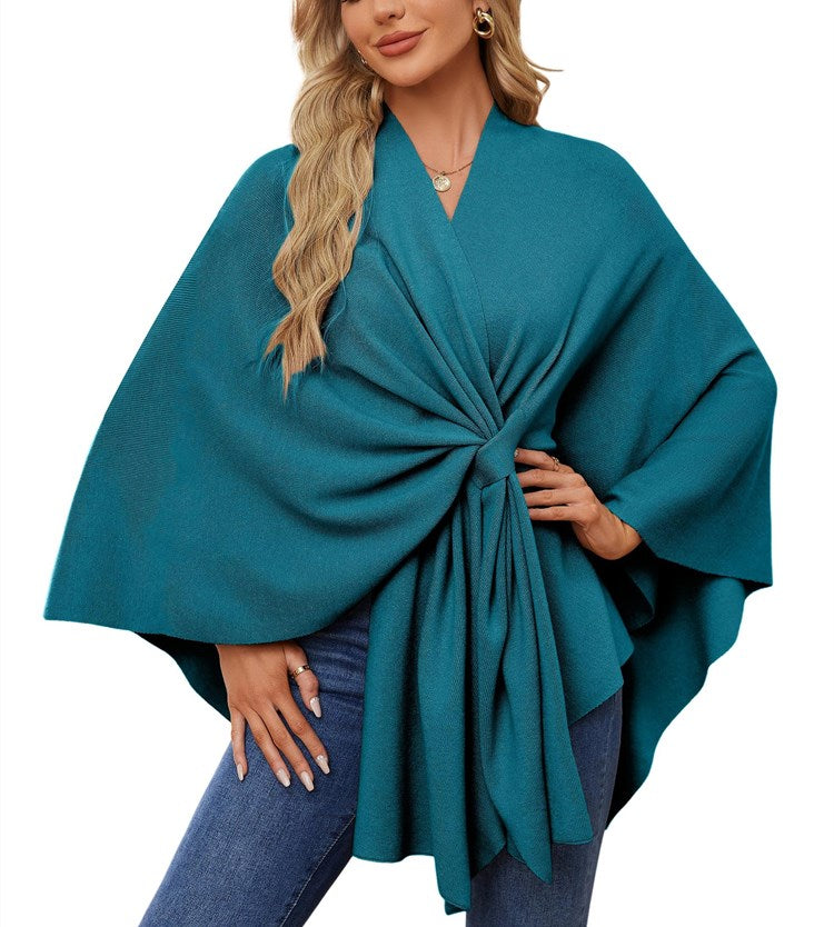 Women's Shawl Wraps Soft Open Front Poncho Sweater