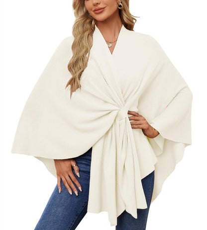Women's Shawl Wraps Soft Open Front Poncho Sweater