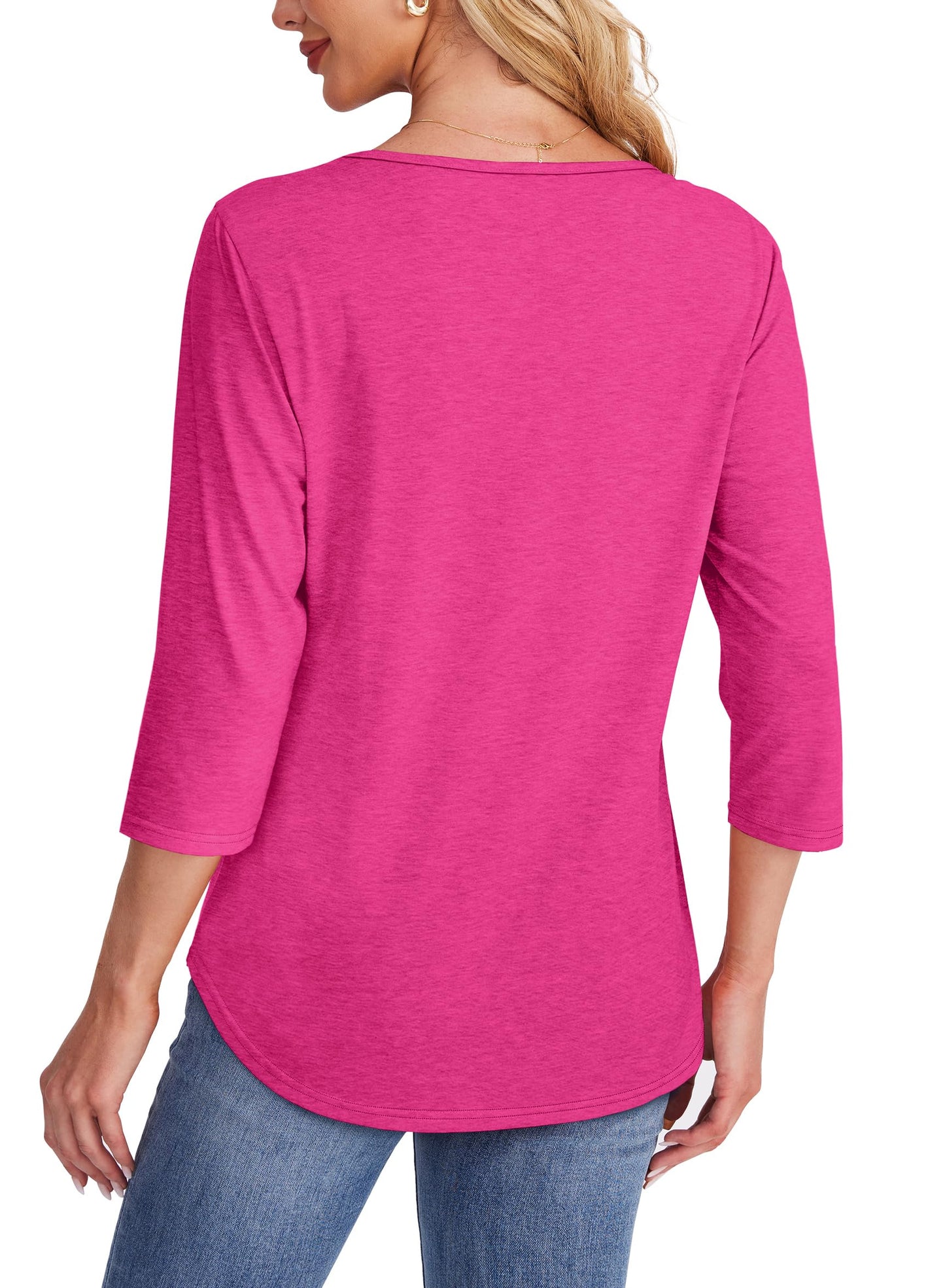 Hot Sale - 3/4 Length Sleeve Top Pleated Front T-Shirt