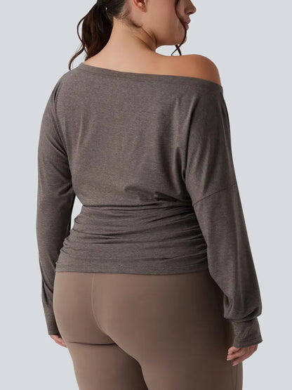 Women's One Shoulder Thumb Hole Yoga Sports Top