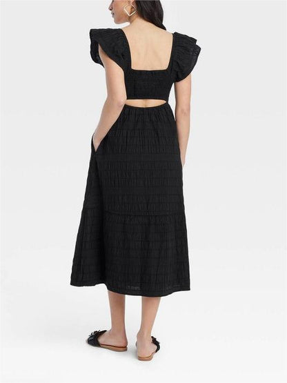 Women's Fluttering Short Sleeve Butterfly Dress