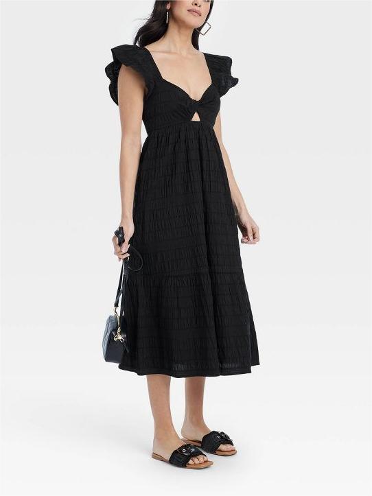 Women's Fluttering Short Sleeve Butterfly Dress