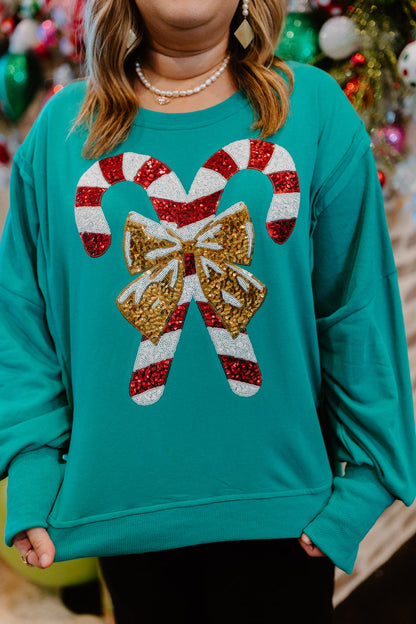 Women's Candy Cane Sequin Sweatshirt